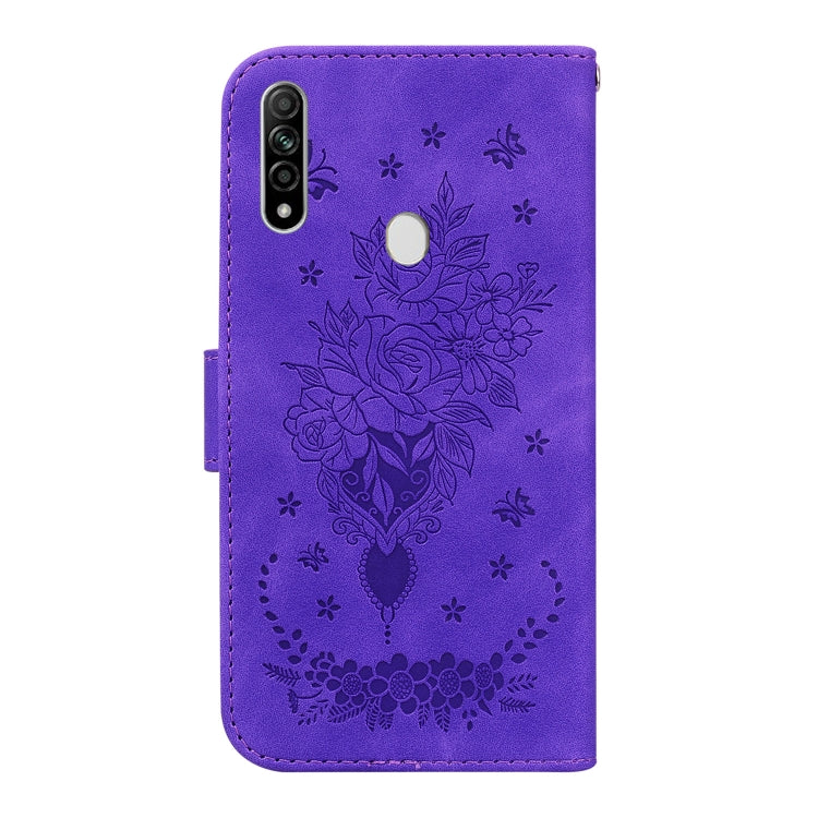 For OPPO A8 / A31 2020 Butterfly Rose Embossed Leather Phone Case