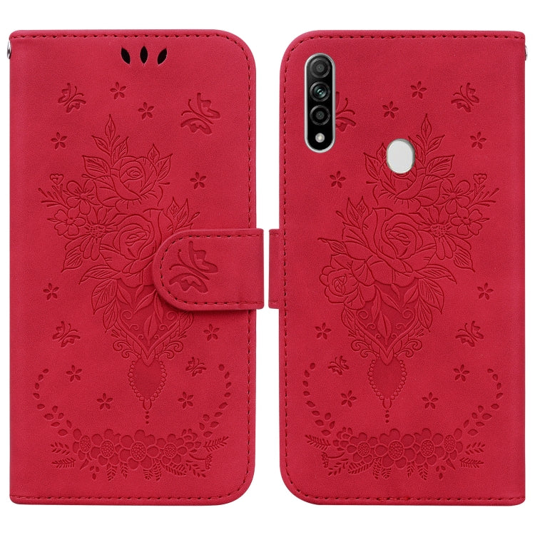 For OPPO A8 / A31 2020 Butterfly Rose Embossed Leather Phone Case