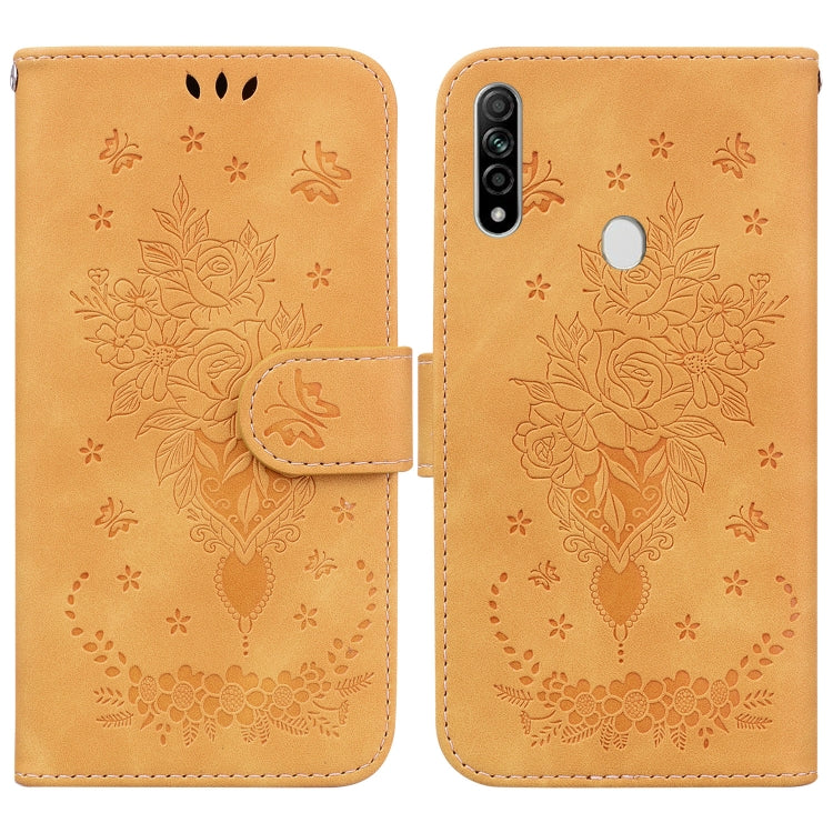 For OPPO A8 / A31 2020 Butterfly Rose Embossed Leather Phone Case