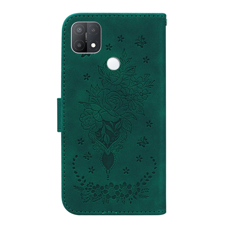 For OPPO A15 / A15s Butterfly Rose Embossed Leather Phone Case