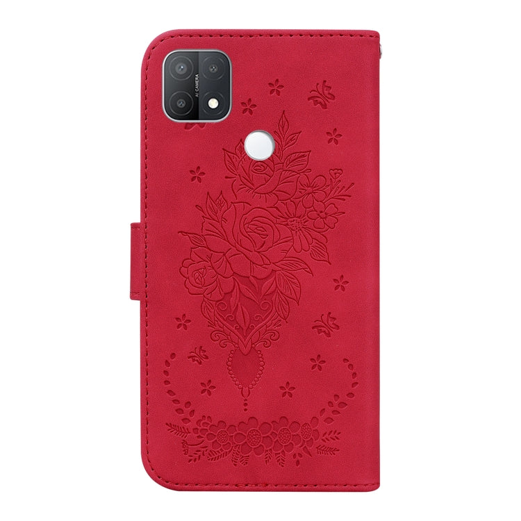 For OPPO A15 / A15s Butterfly Rose Embossed Leather Phone Case