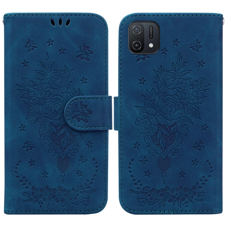For OPPO A16K Butterfly Rose Embossed Leather Phone Case