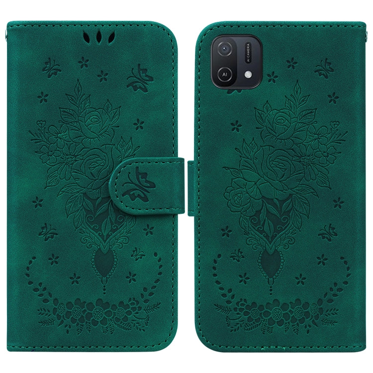 For OPPO A16K Butterfly Rose Embossed Leather Phone Case