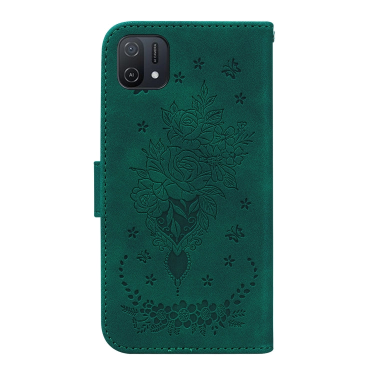 For OPPO A16K Butterfly Rose Embossed Leather Phone Case