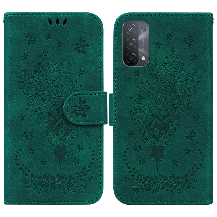 For OPPO A74 5G / A93 5G / A54 5G Butterfly Rose Embossed Leather Phone Case