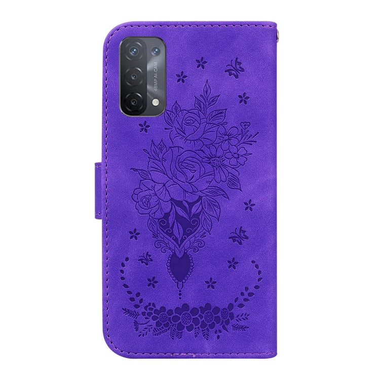 For OPPO A74 5G / A93 5G / A54 5G Butterfly Rose Embossed Leather Phone Case