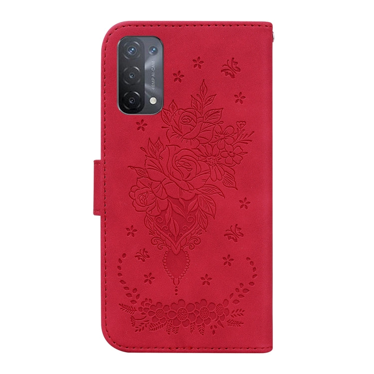 For OPPO A74 5G / A93 5G / A54 5G Butterfly Rose Embossed Leather Phone Case