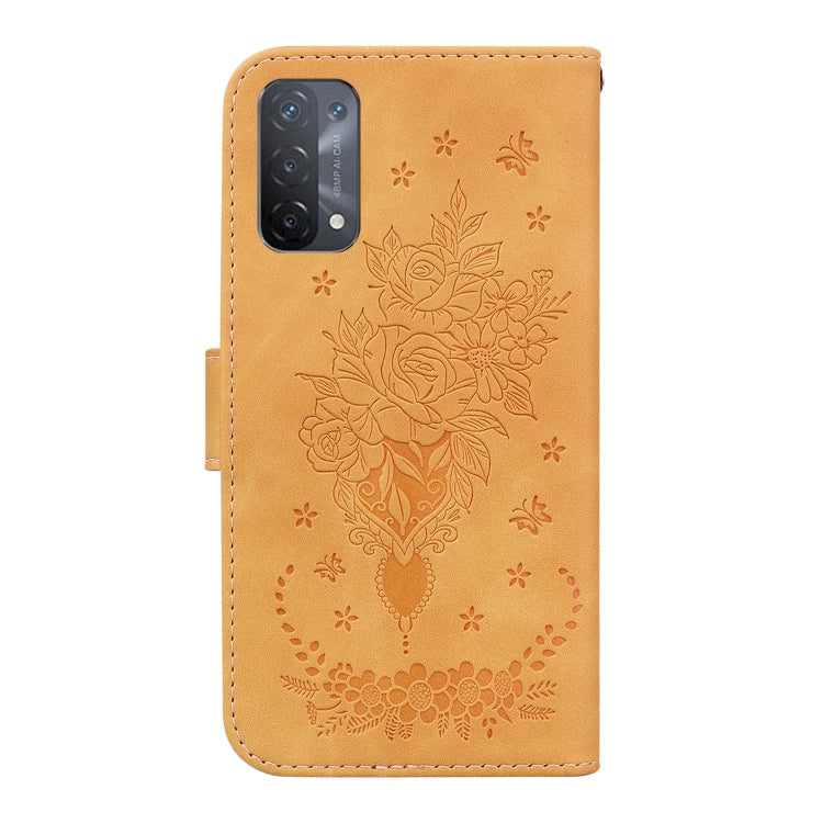 For OPPO A74 5G / A93 5G / A54 5G Butterfly Rose Embossed Leather Phone Case