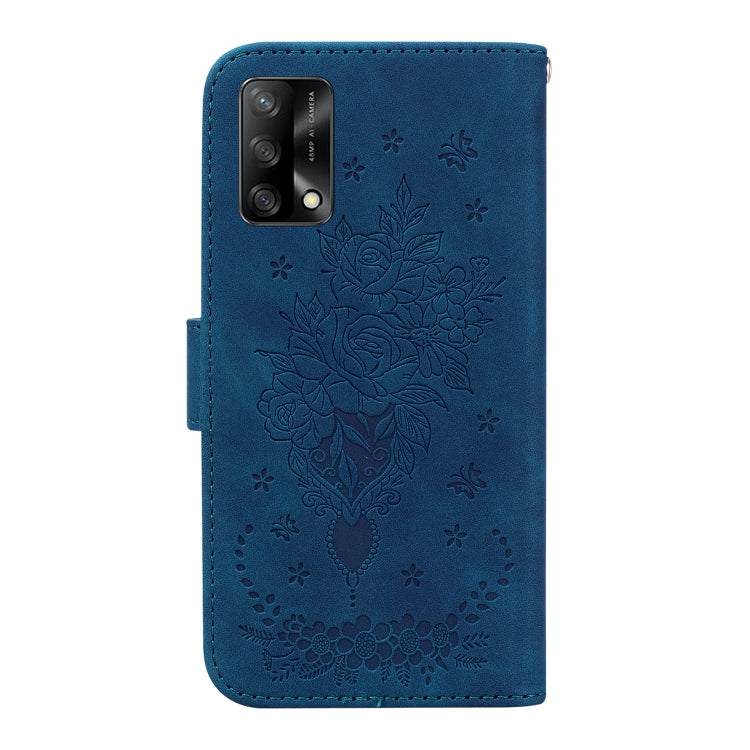 For OPPO A74 4G / F19 4G Butterfly Rose Embossed Leather Phone Case