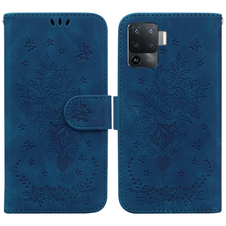 For OPPO A94 4G / F19 Pro / Reno5 F Butterfly Rose Embossed Leather Phone Case