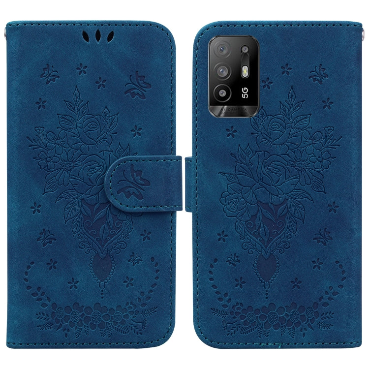 For OPPO A94 5G / F19 Pro+ 5G / Reno5 Z Butterfly Rose Embossed Leather Phone Case