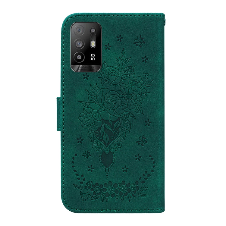 For OPPO A94 5G / F19 Pro+ 5G / Reno5 Z Butterfly Rose Embossed Leather Phone Case