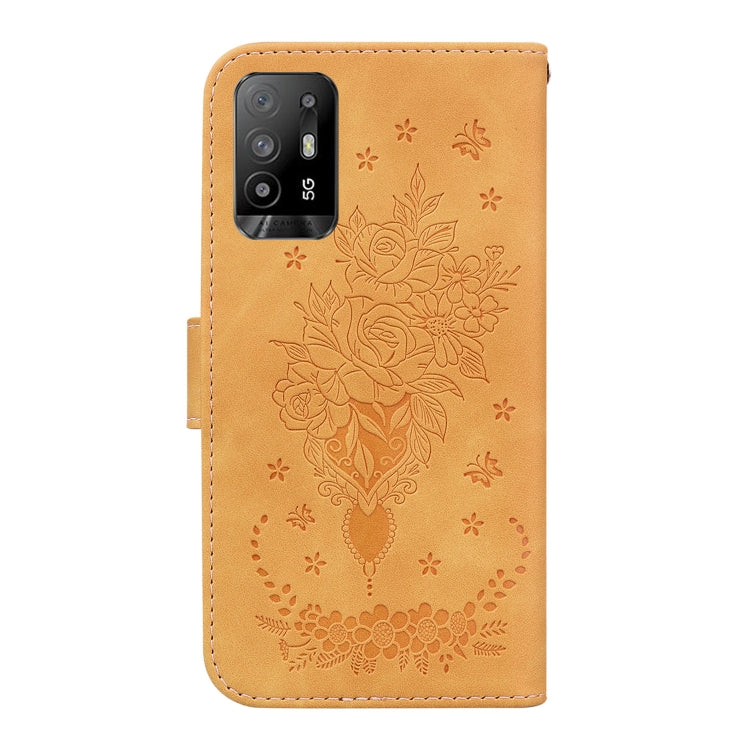 For OPPO A94 5G / F19 Pro+ 5G / Reno5 Z Butterfly Rose Embossed Leather Phone Case