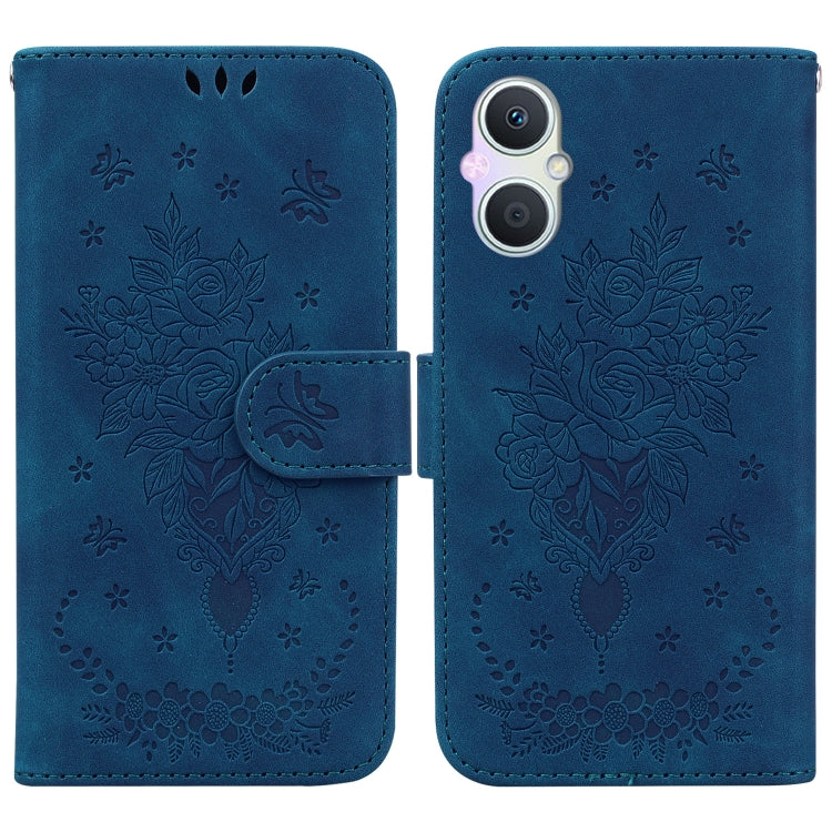 For OPPO A96 5G / Reno7 Z 5G Butterfly Rose Embossed Leather Phone Case