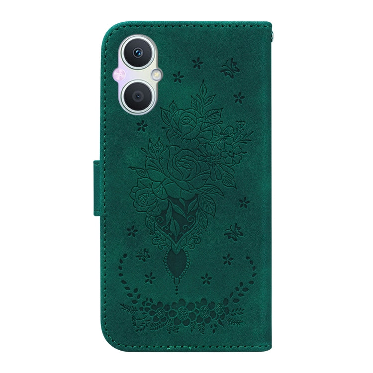 For OPPO A96 5G / Reno7 Z 5G Butterfly Rose Embossed Leather Phone Case