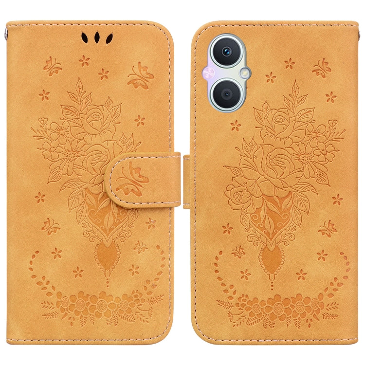 For OPPO A96 5G / Reno7 Z 5G Butterfly Rose Embossed Leather Phone Case
