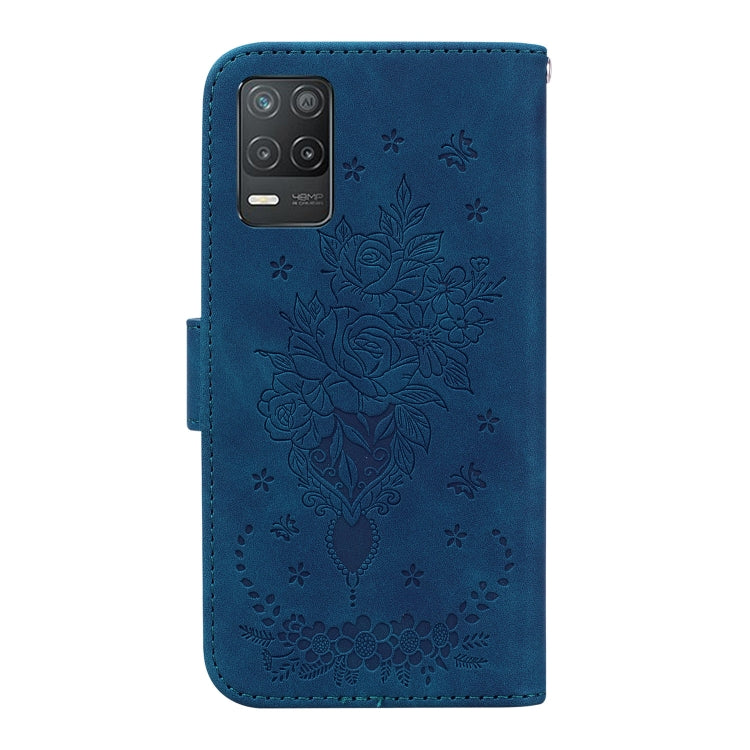 For OPPO Realme 8 5G / Q3 5G Butterfly Rose Embossed Leather Phone Case
