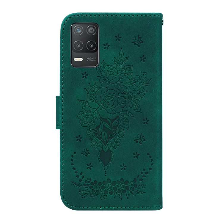 For OPPO Realme 8 5G / Q3 5G Butterfly Rose Embossed Leather Phone Case