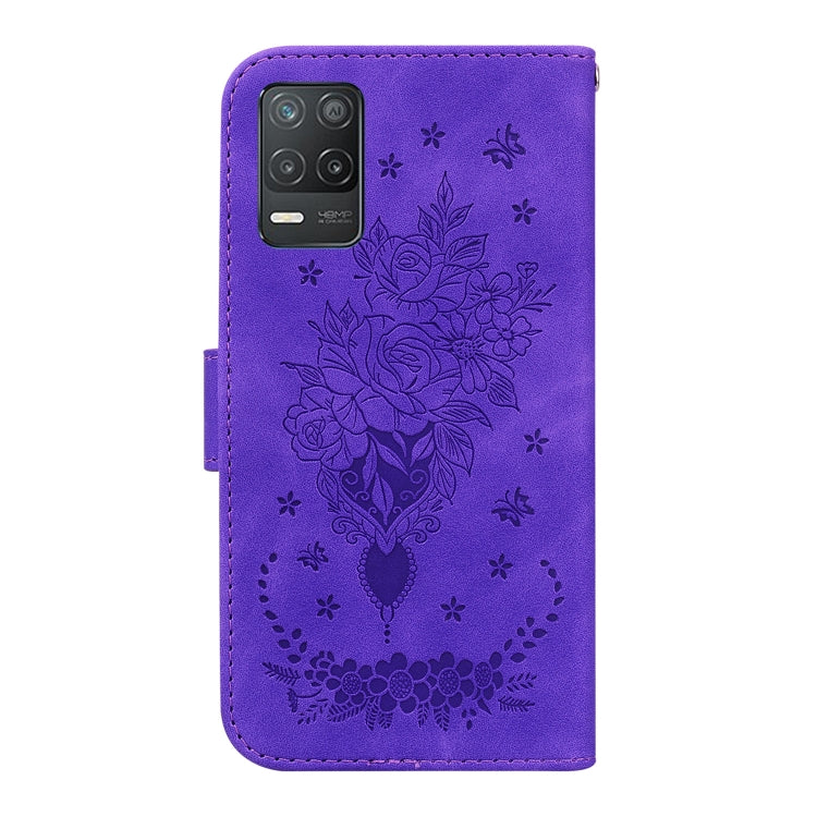 For OPPO Realme 8 5G / Q3 5G Butterfly Rose Embossed Leather Phone Case