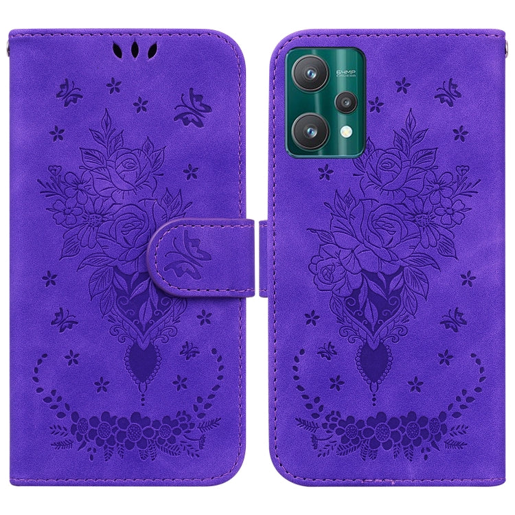 For OPPO Realme 9 Pro Butterfly Rose Embossed Leather Phone Case