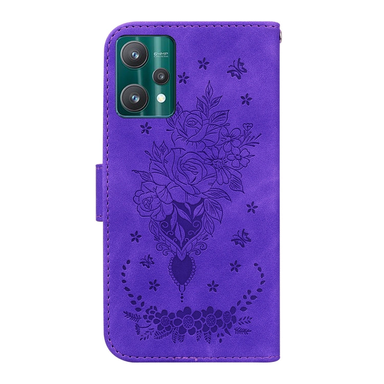 For OPPO Realme 9 Pro Butterfly Rose Embossed Leather Phone Case