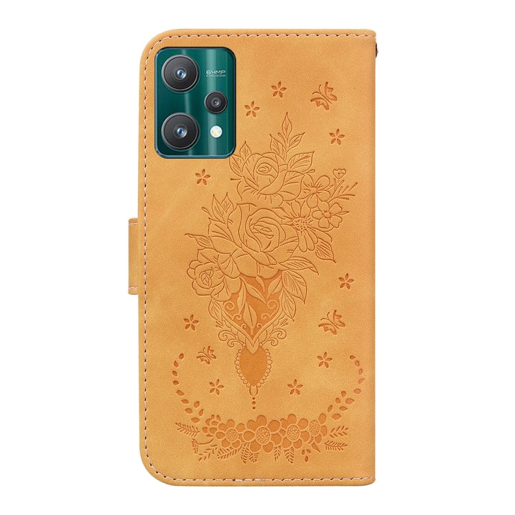For OPPO Realme 9 Pro Butterfly Rose Embossed Leather Phone Case