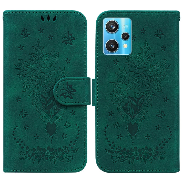 For OPPO Realme 9 Pro+ / Realme 9 4G Butterfly Rose Embossed Leather Phone Case