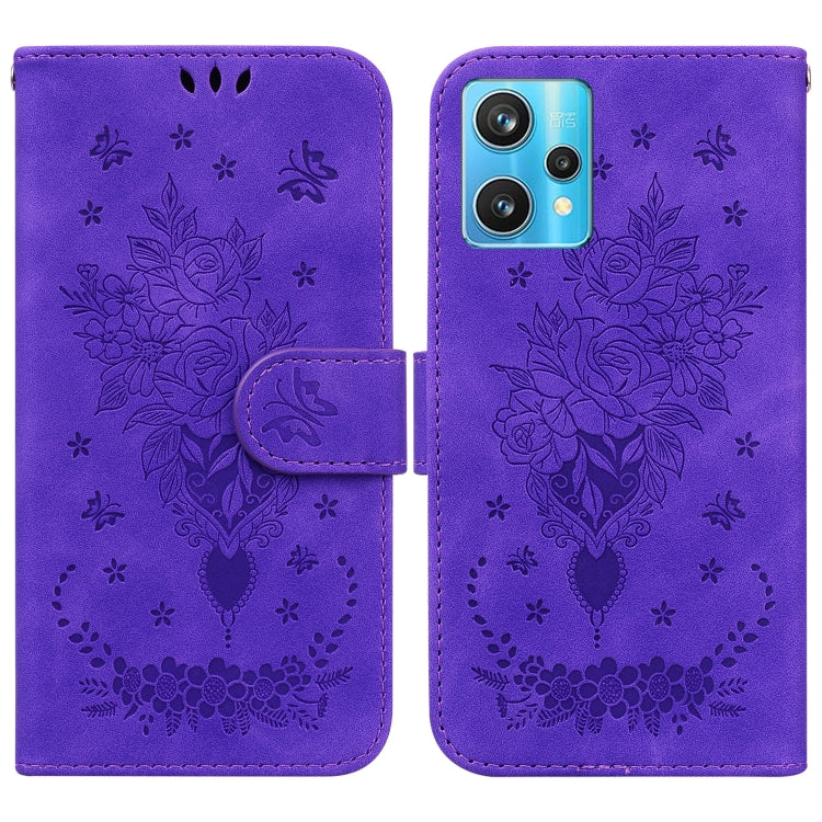 For OPPO Realme 9 Pro+ / Realme 9 4G Butterfly Rose Embossed Leather Phone Case