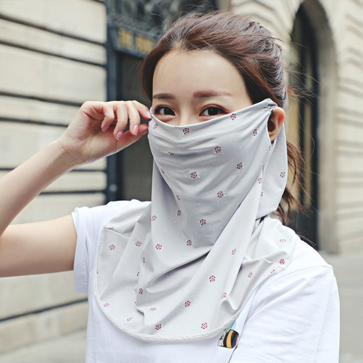 Summer Outdoor Floral Ice Silk Sunshade Face Mask Sun-proof Shawl