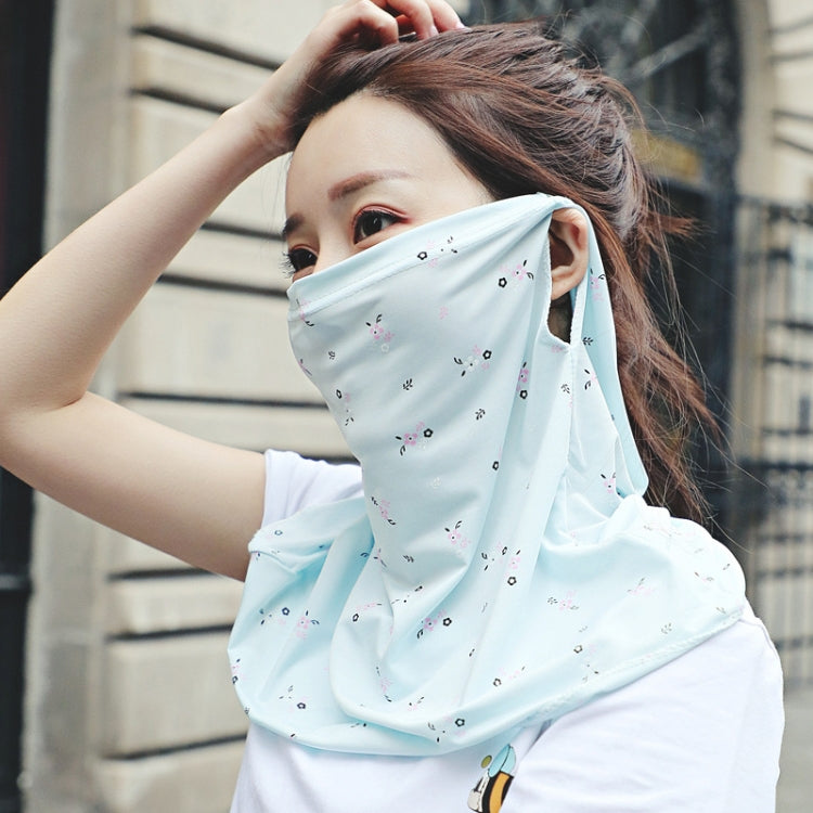 Summer Outdoor Floral Ice Silk Sunshade Face Mask Sun-proof Shawl