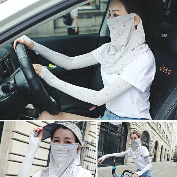 Summer Outdoor Floral Ice Silk Sunshade Face Mask Sun-proof Shawl