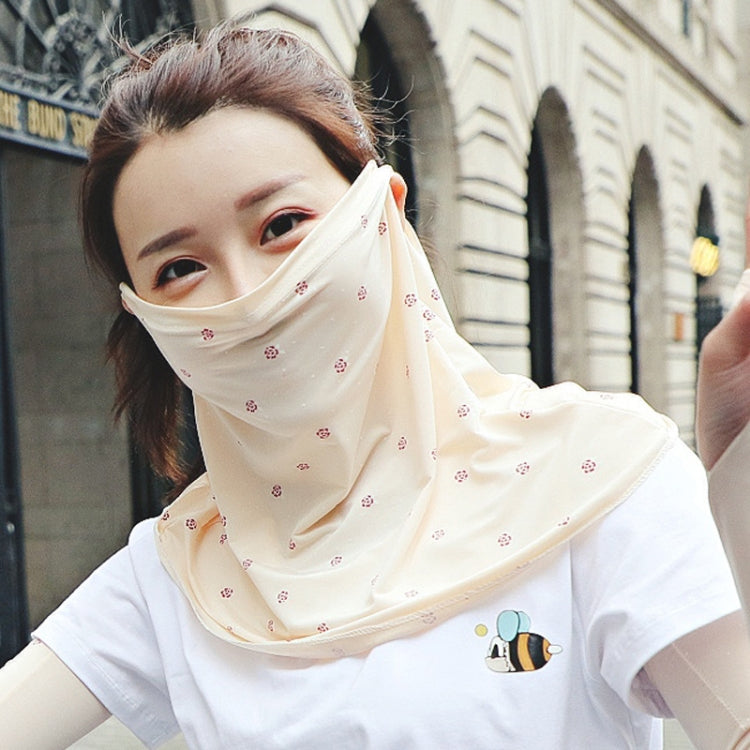 Summer Outdoor Floral Ice Silk Sunshade Face Mask Sun-proof Shawl