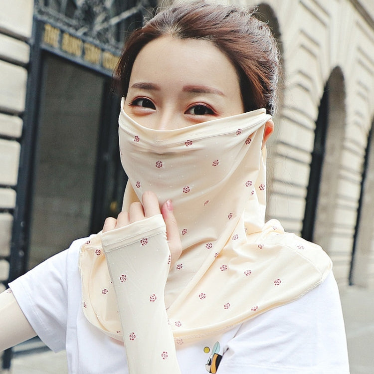 Summer Outdoor Floral Ice Silk Sunshade Face Mask Sun-proof Shawl