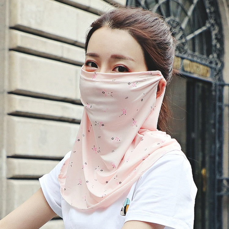 Summer Outdoor Floral Ice Silk Sunshade Face Mask Sun-proof Shawl