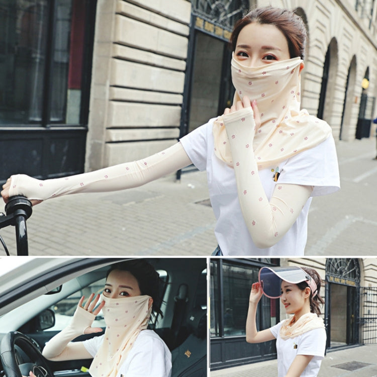 Summer Outdoor Floral Ice Silk Sunshade Face Mask Sun-proof Shawl