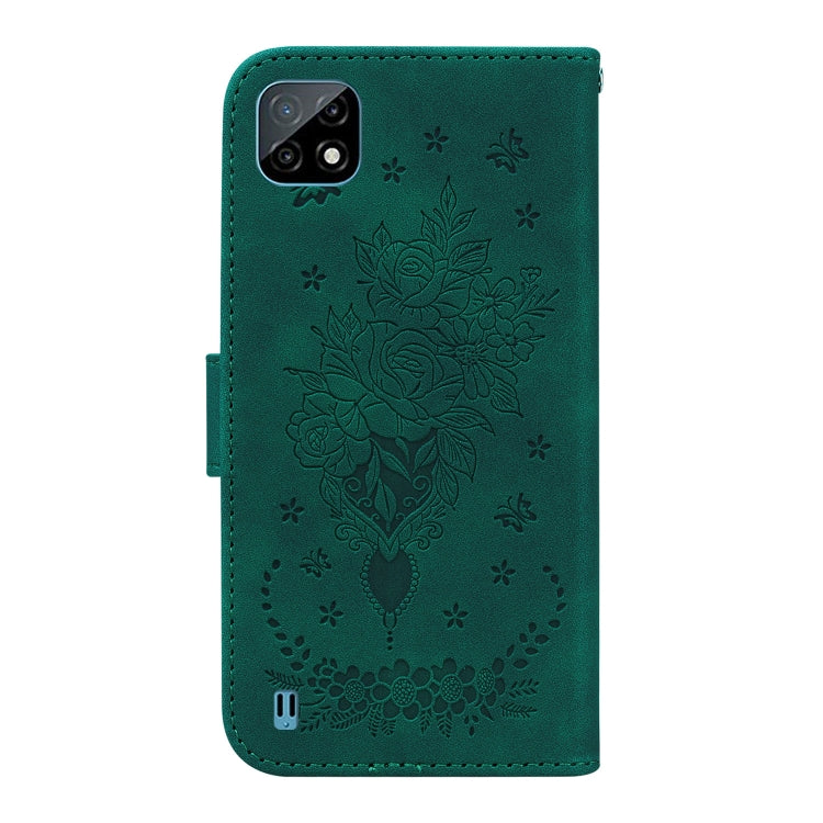 For OPPO Realme C20 / C11 2021 Butterfly Rose Embossed Leather Phone Case
