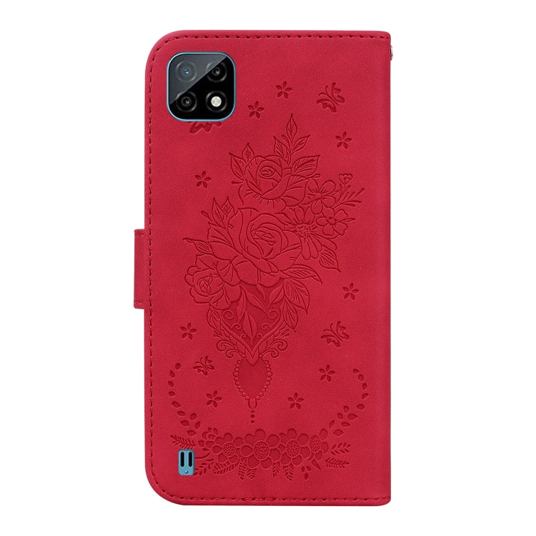 For OPPO Realme C20 / C11 2021 Butterfly Rose Embossed Leather Phone Case