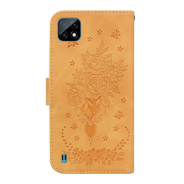 For OPPO Realme C20 / C11 2021 Butterfly Rose Embossed Leather Phone Case