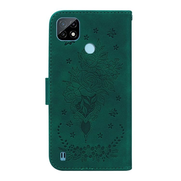 For OPPO Realme C21 Butterfly Rose Embossed Leather Phone Case