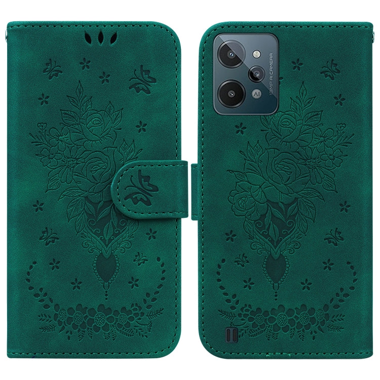 For OPPO Realme C31 Butterfly Rose Embossed Leather Phone Case