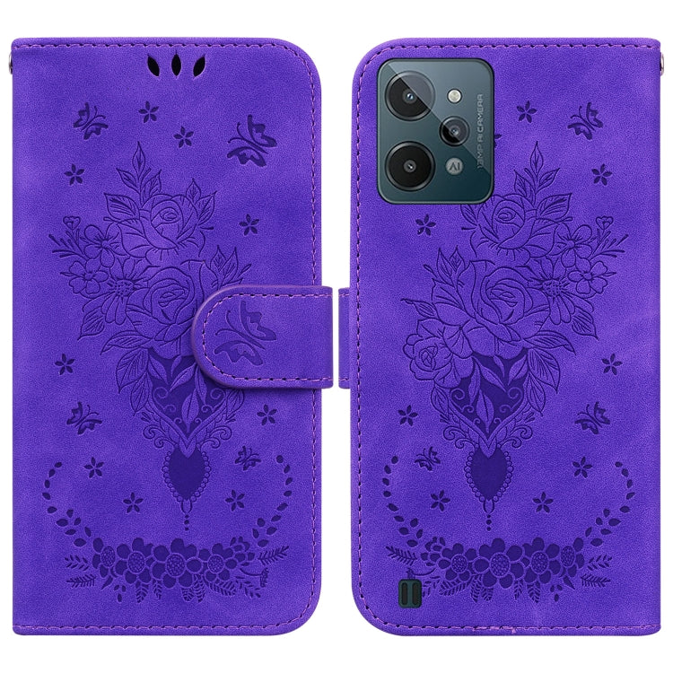 For OPPO Realme C31 Butterfly Rose Embossed Leather Phone Case