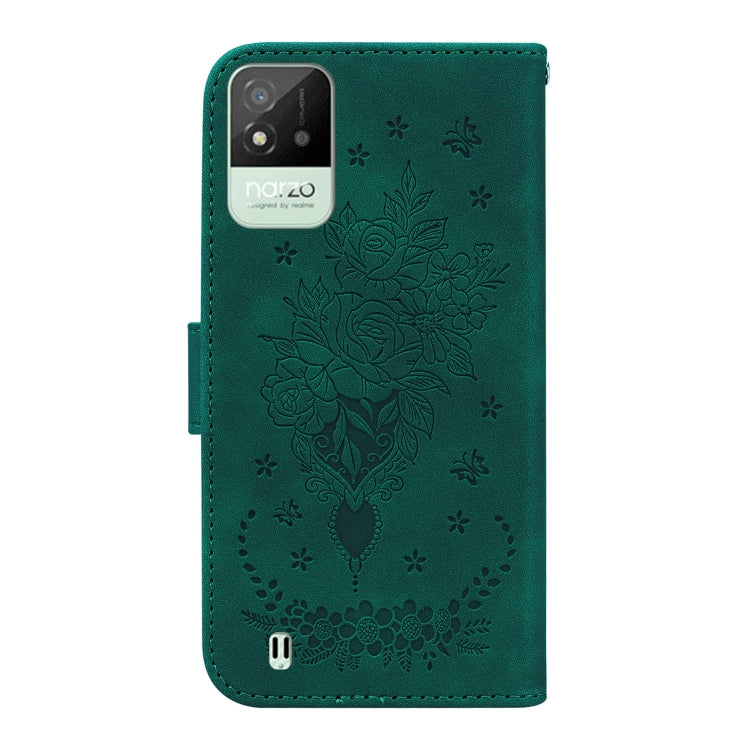 For OPPO Realme Narzo 50i Butterfly Rose Embossed Leather Phone Case