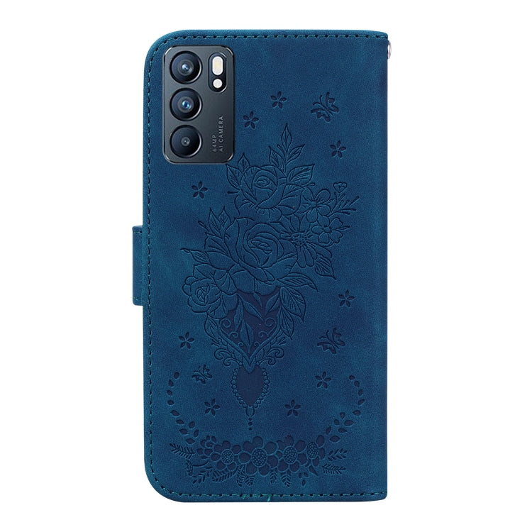 For OPPO Reno6 5G Butterfly Rose Embossed Leather Phone Case