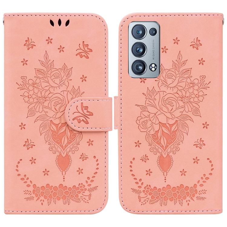For OPPO Reno6 Pro+ 5G Butterfly Rose Embossed Leather Phone Case