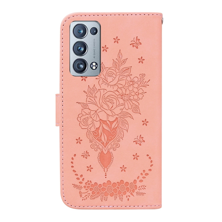 For OPPO Reno6 Pro+ 5G Butterfly Rose Embossed Leather Phone Case
