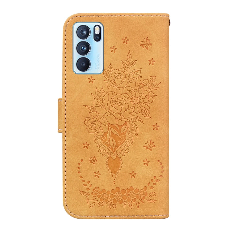 For OPPO Reno6 Pro 5G Butterfly Rose Embossed Leather Phone Case