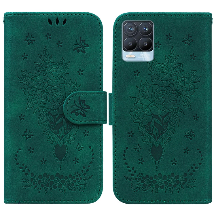 For OPPO Realme 8 / 8 Pro Butterfly Rose Embossed Leather Phone Case