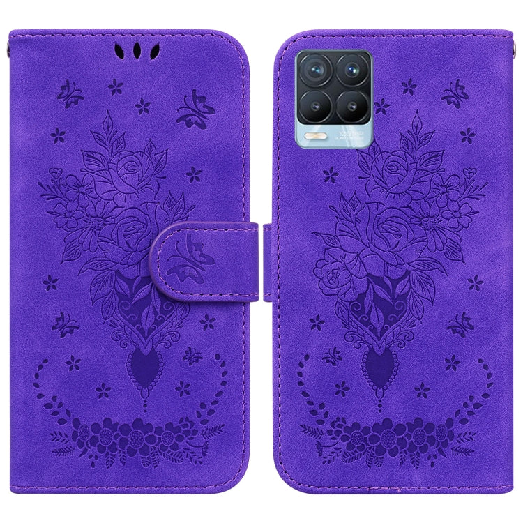 For OPPO Realme 8 / 8 Pro Butterfly Rose Embossed Leather Phone Case