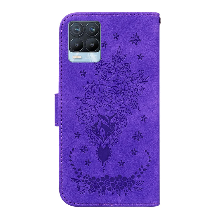 For OPPO Realme 8 / 8 Pro Butterfly Rose Embossed Leather Phone Case