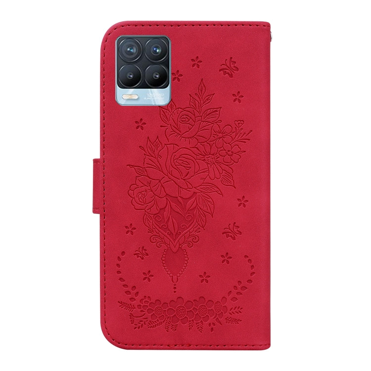 For OPPO Realme 8 / 8 Pro Butterfly Rose Embossed Leather Phone Case